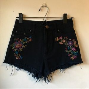 BDG High Rise Dree Cheeky Embroidered Denim Shorts